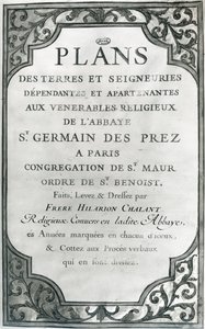 “圣日耳曼 - 德 - 普雷斯修道院的土地和大教堂的计划”的主题，1668-76（水粉和黄金） 作者 希拉里安·查兰特
